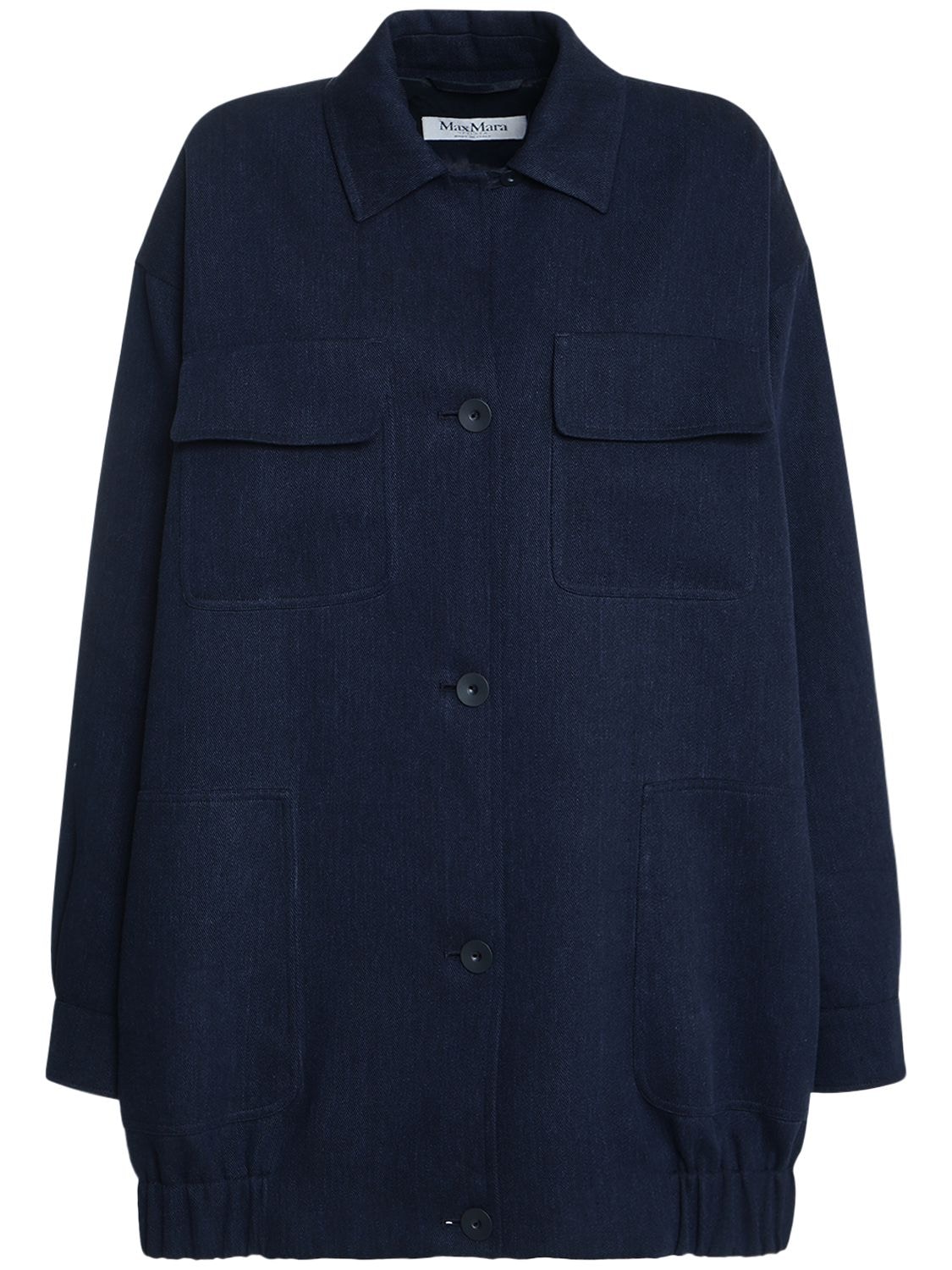 Max Mara Vanity Oversize Canvas Worker Jacket In Blue