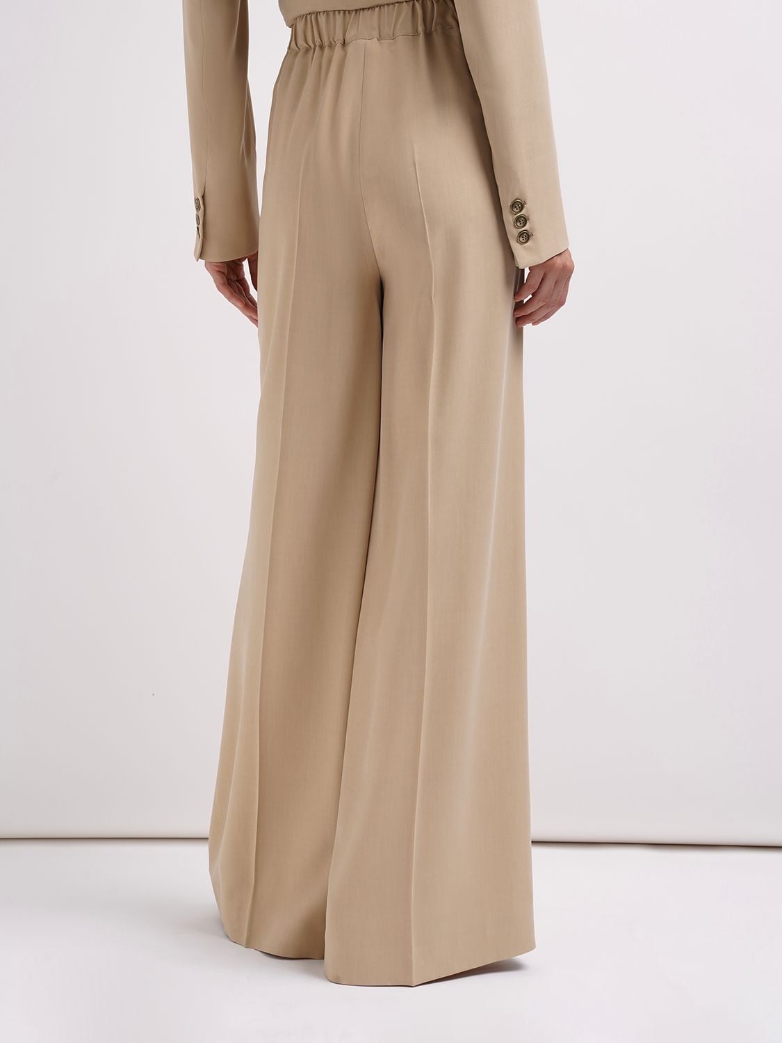 Max Mara Gara Washed Silk Wide Leg Pants In Wood
