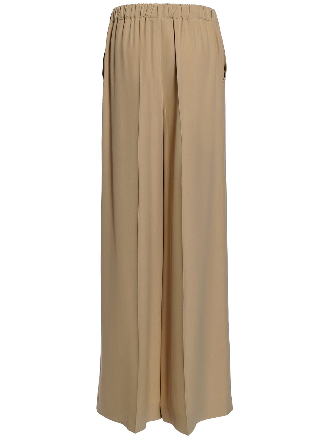 Max Mara Gara Washed Silk Wide Leg Pants In Wood
