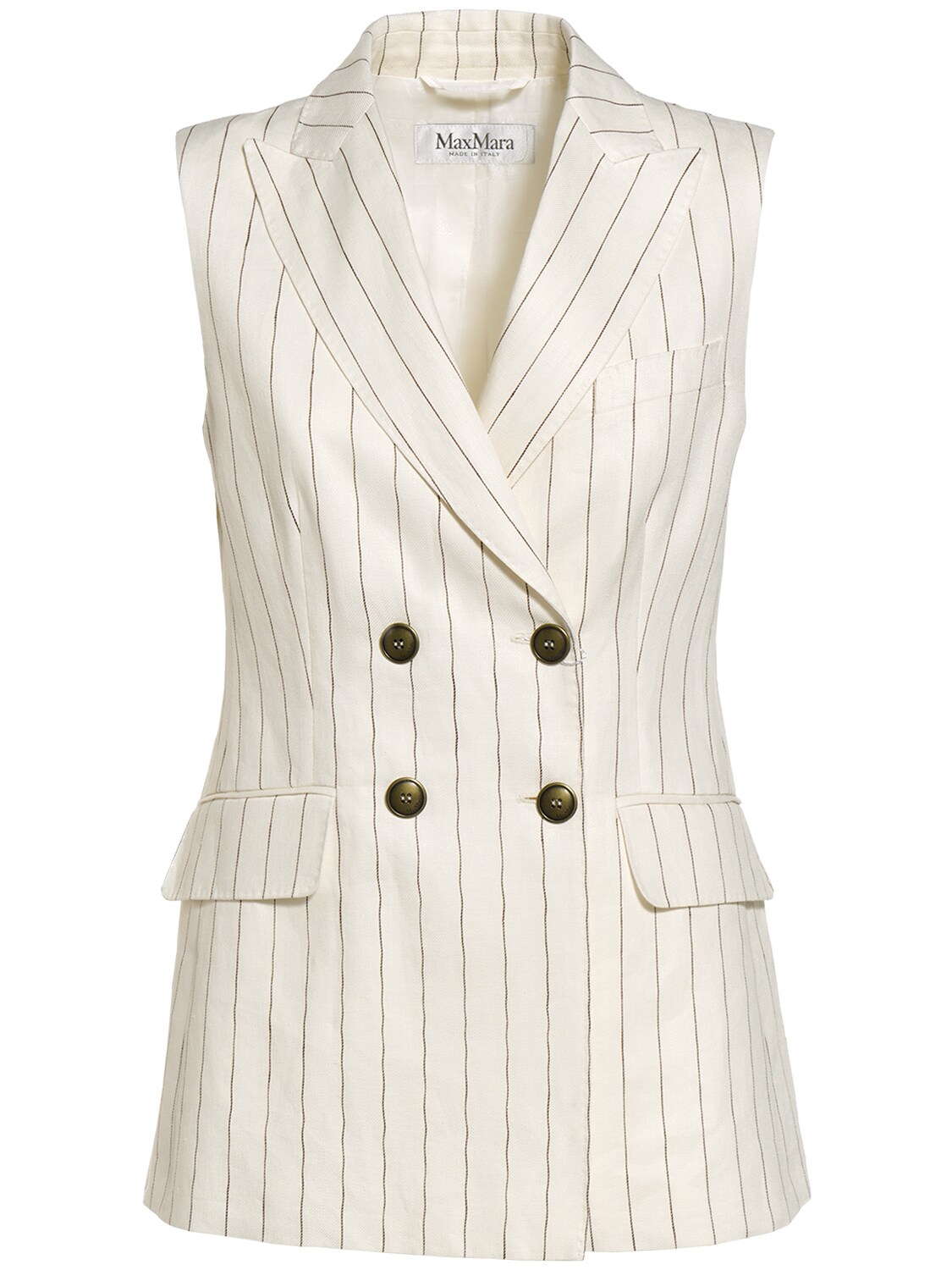 MAX MARA QUEBEC LINEN PINSTRIPE VEST JACKET