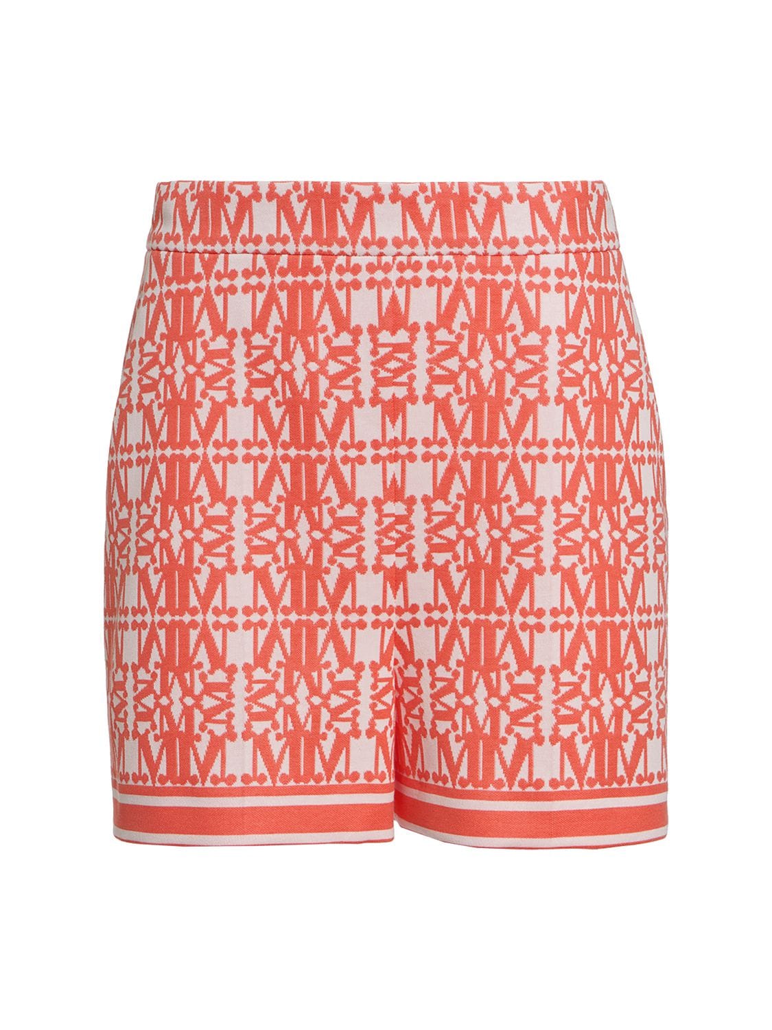 Max Mara Anagni Jersey Logo Jacquard Mini Shorts In Orange,white