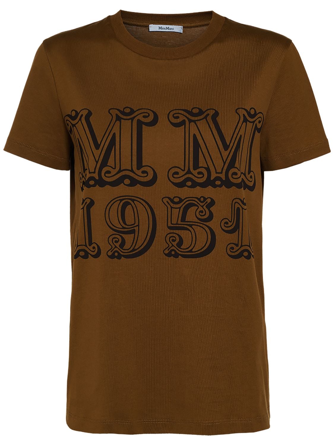 Max Mara Mincio Logo Printed Jersey T-shirt In Camel