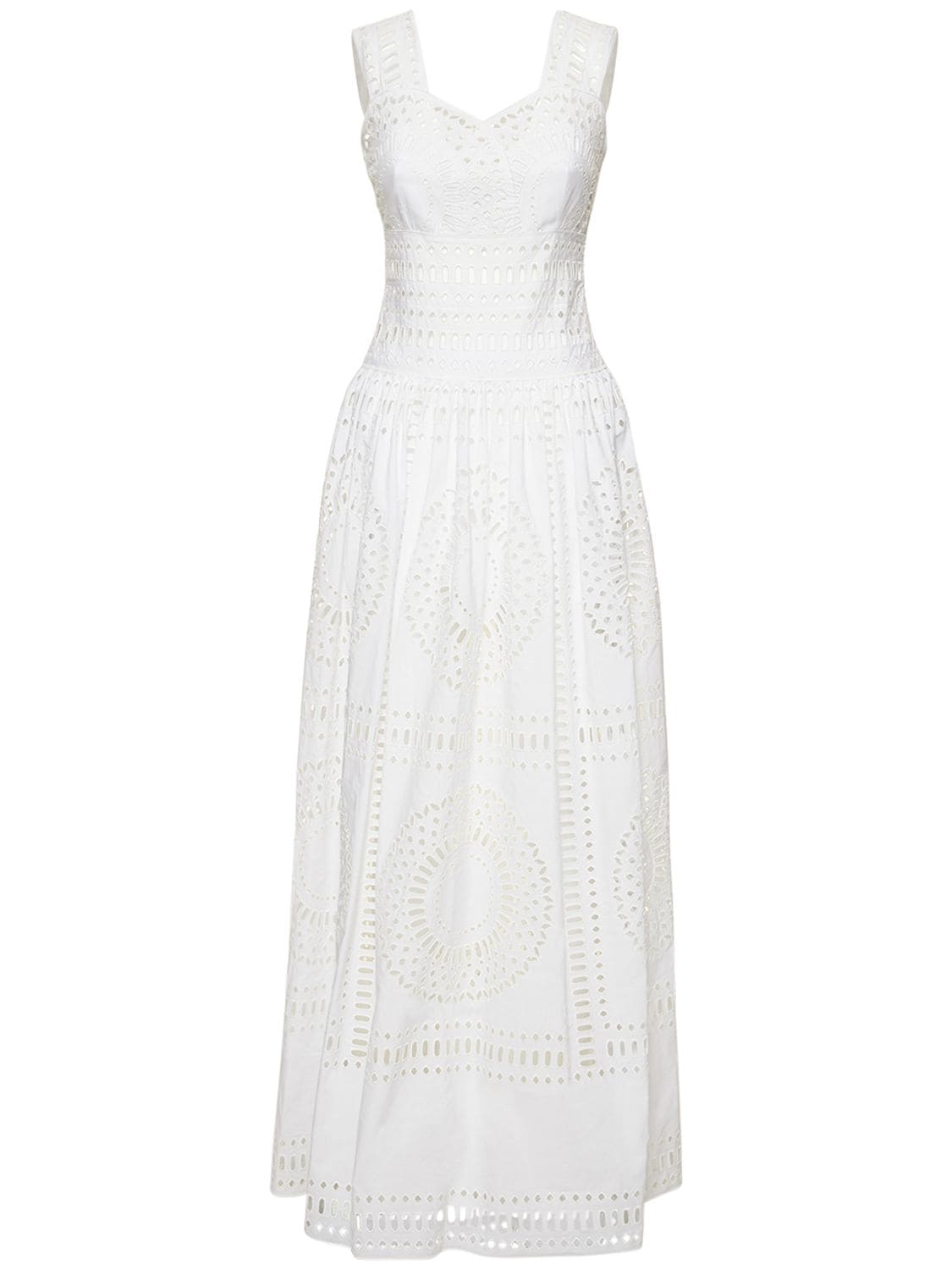 Cotton Blend Sangallo Lace Long Dress – WOMEN > CLOTHING > DRESSES