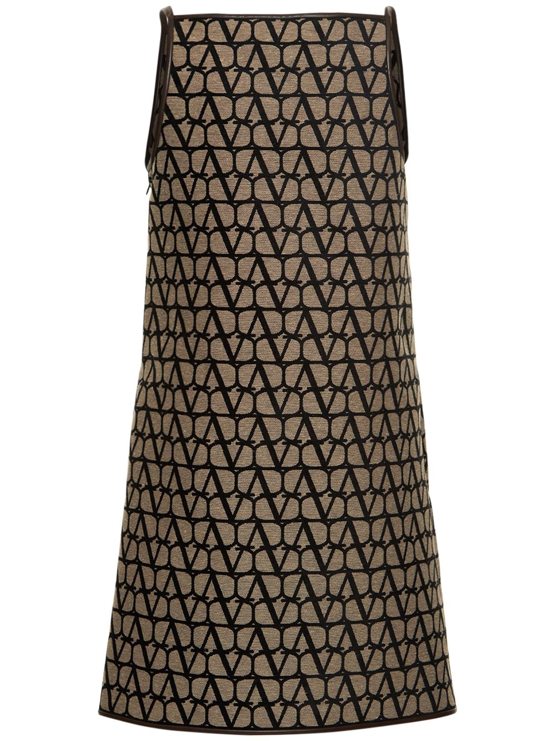 Shop Valentino Logo Jacquard Canvas Mini Dress In Beige,black