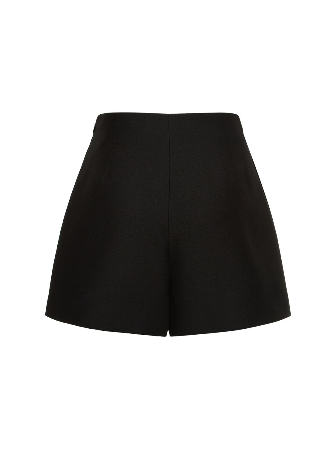 Shop Valentino V Metal Wool & Silk Crepe Mini Shorts In Black,white