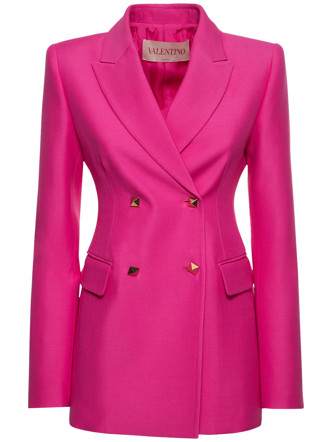 VALENTINO DOUBLE BREAST WOOL & SILK CREPE BLAZER