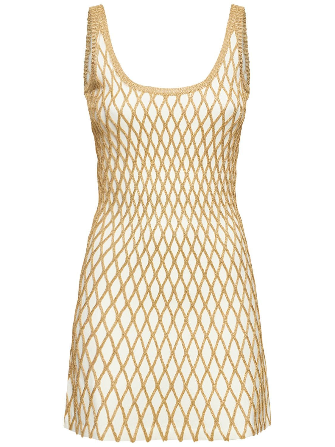 Valentino Lurex Net Knit Mini Dress In Gold