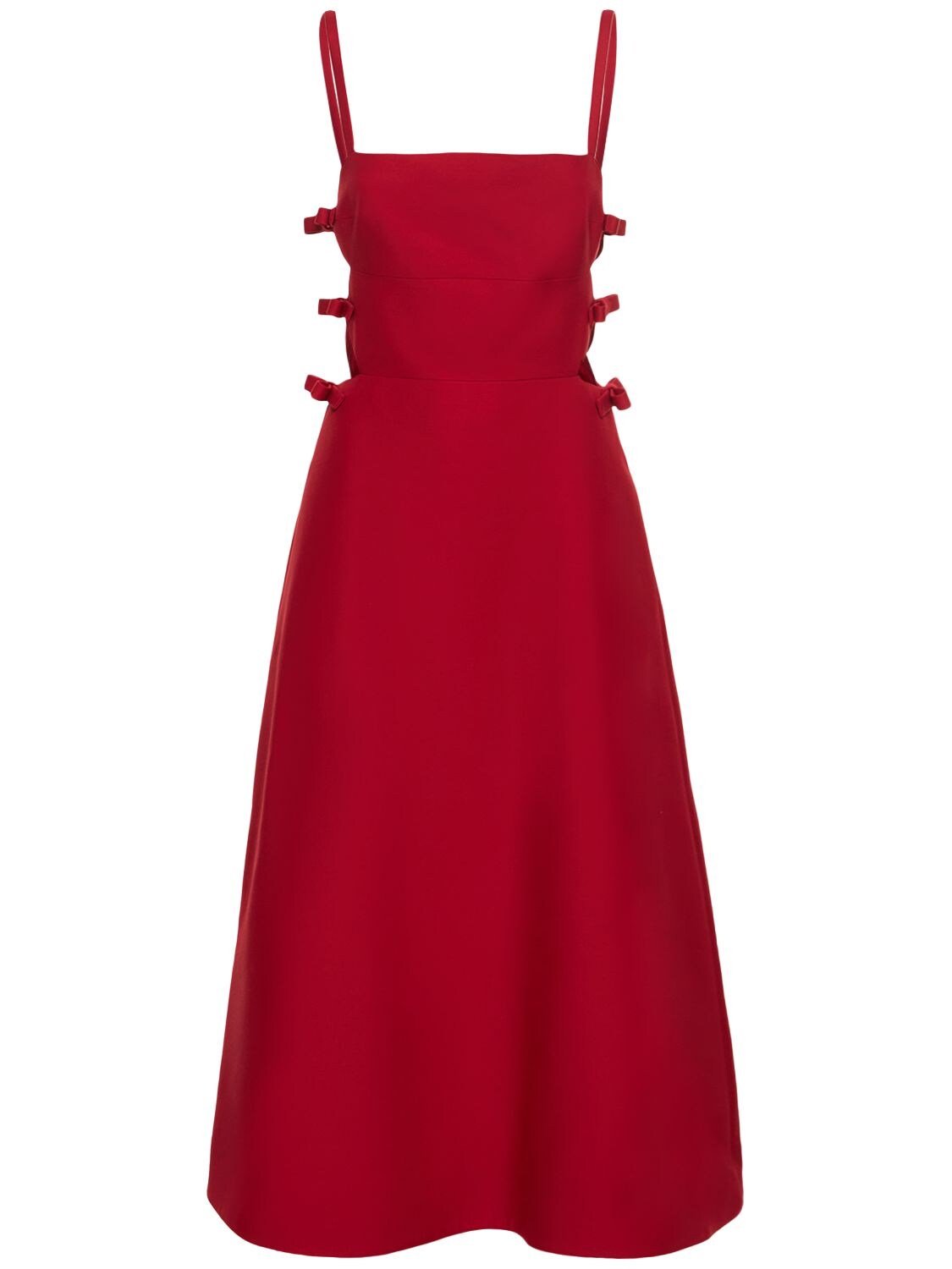 VALENTINO WOOL & SILK CREPE BOWS MIDI DRESS