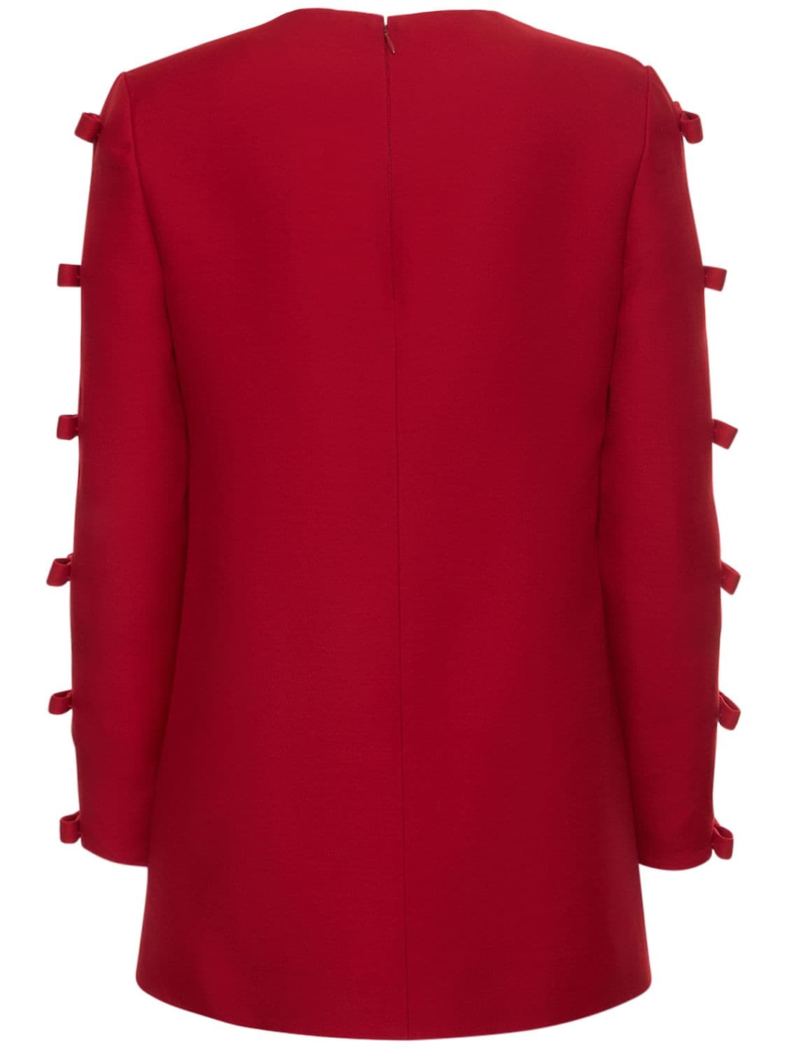 Shop Valentino Wool & Silk Crepe Bows L/s Top In Red