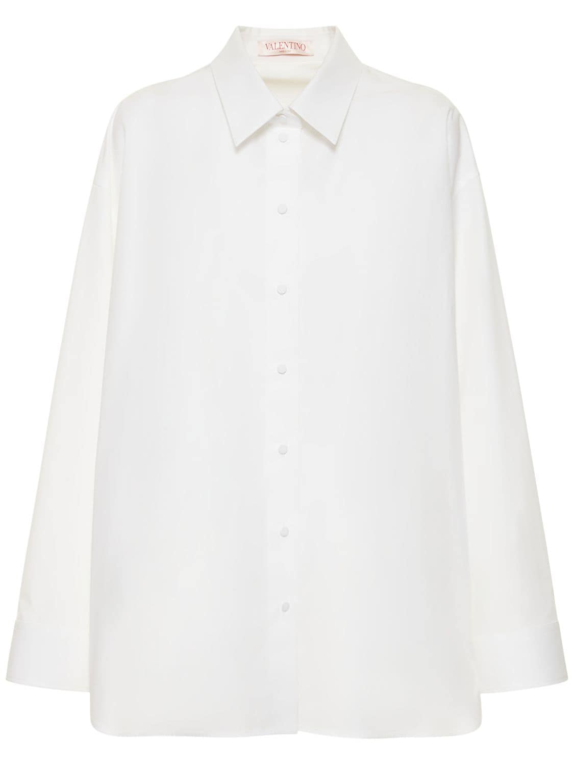 Shop Valentino Cotton Poplin Mini Shirt Dress In White