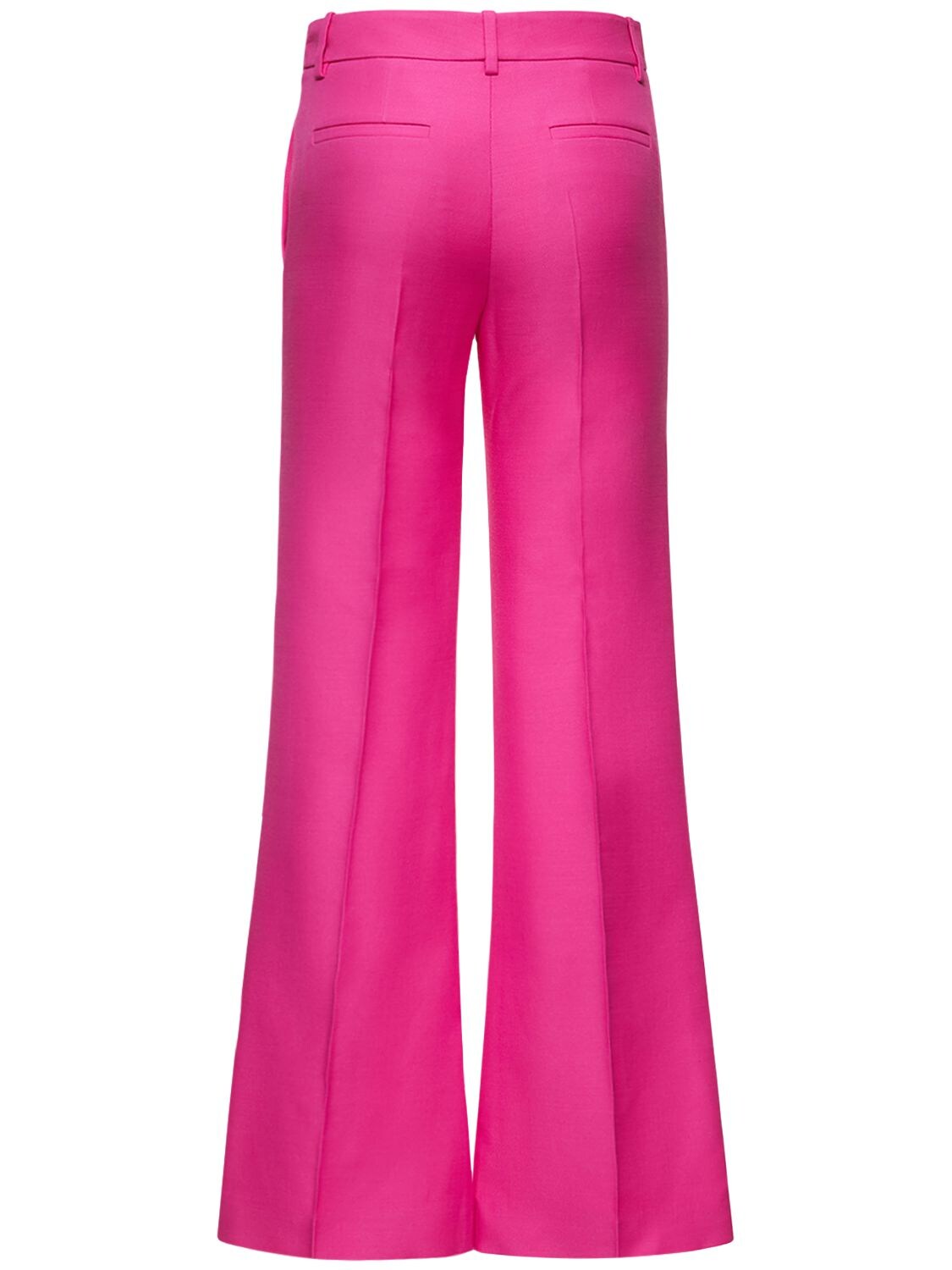 Shop Valentino Wool & Silk Crepe Flared Pants In Pink