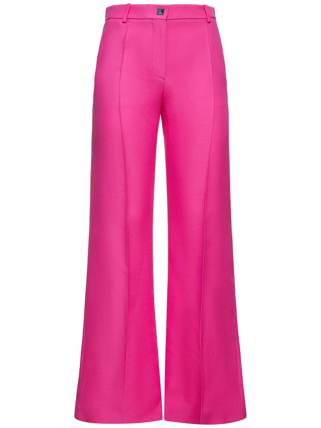 Valentino Wool & Silk Crepe Flared Trousers In Pink