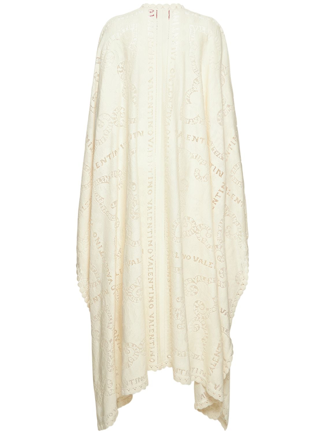 Shop Valentino Cotton Guipure Lace Long Cape In Ivory