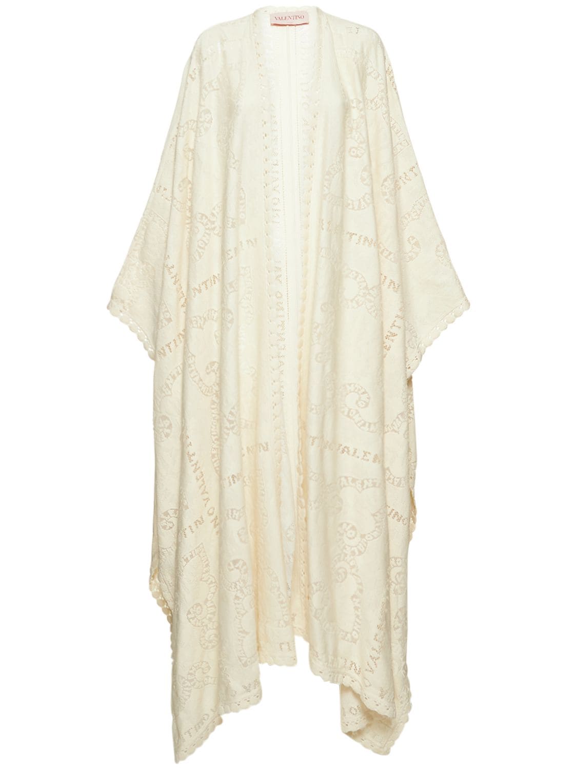 Valentino Cotton Guipure Lace Long Cape In White