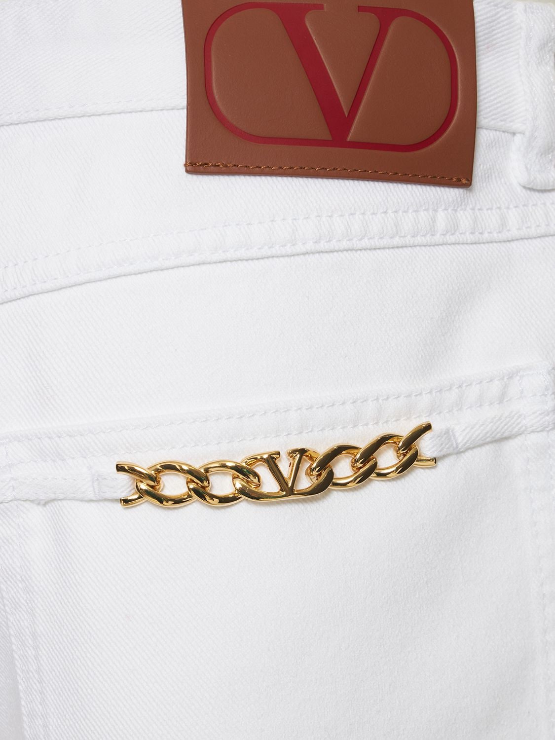 VALENTINO CHAIN DETAIL WIDE LEG DENIM JEANS 