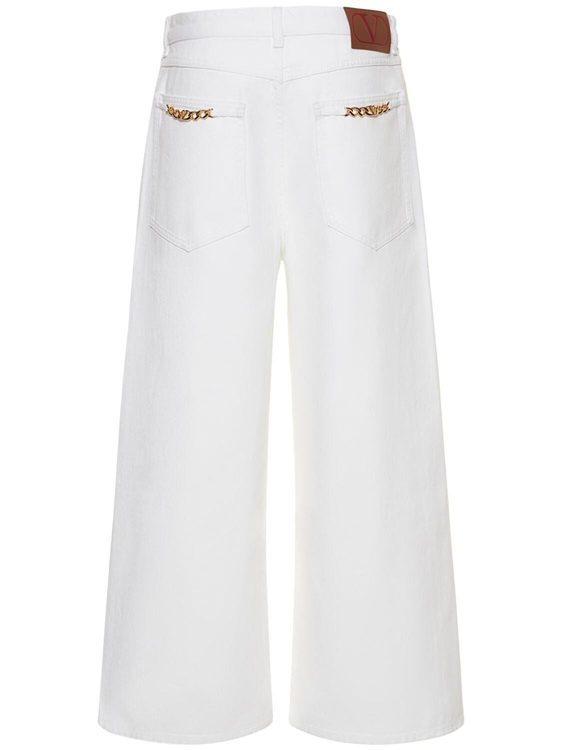 VALENTINO CHAIN DETAIL WIDE LEG DENIM JEANS 