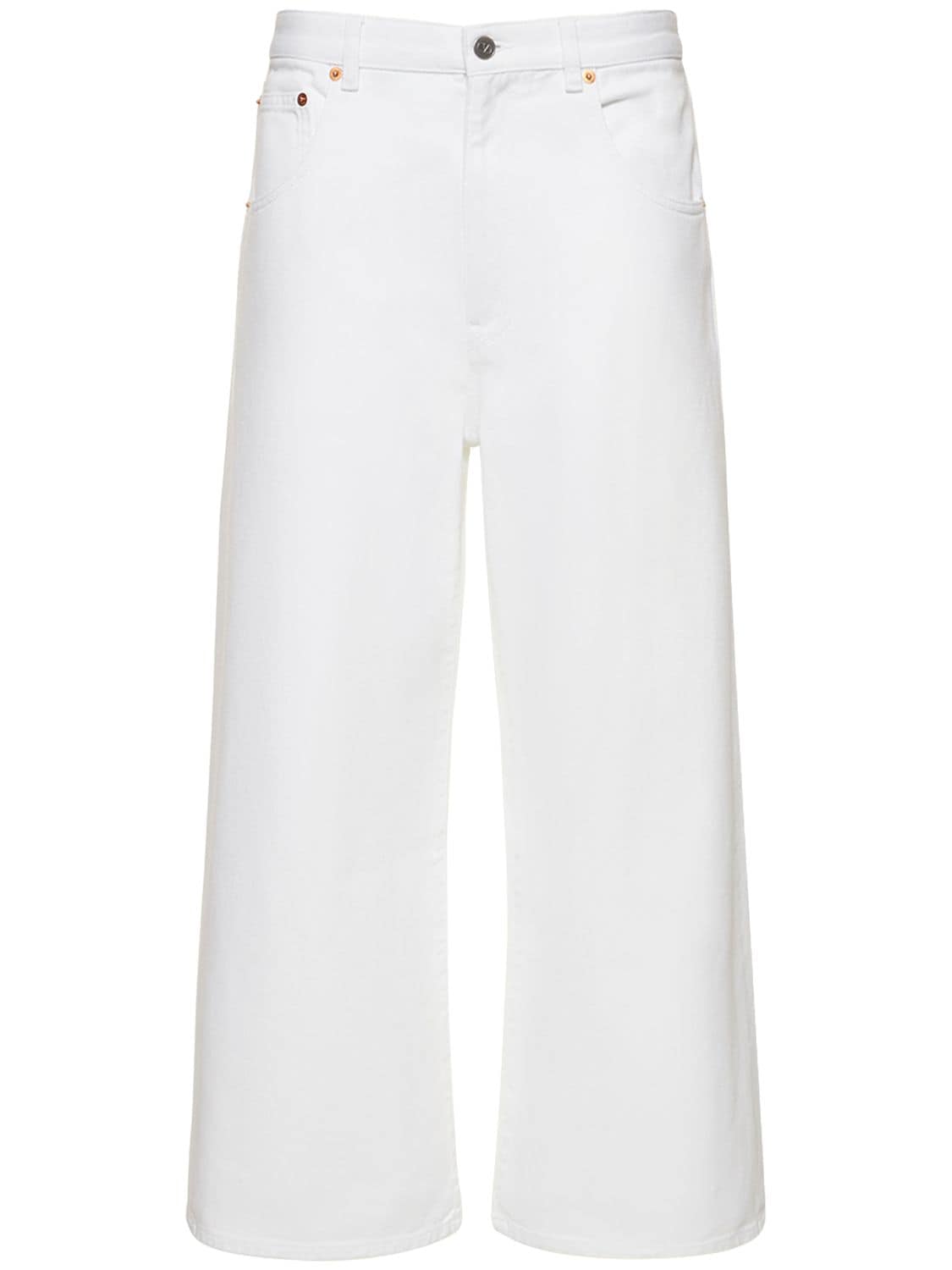 Valentino Chain Detail Wide Leg Denim Jeans In White