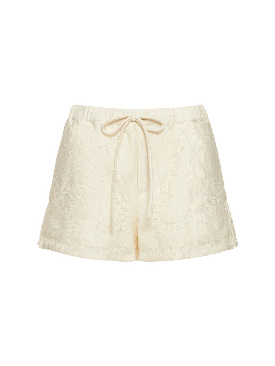 Image of Cotton Guipure Lace Mini Shorts