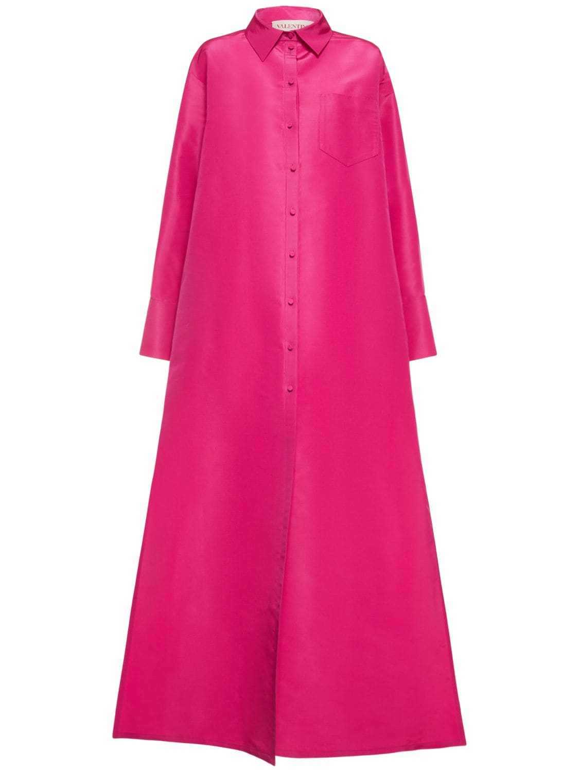 Shop Valentino Silk Faille Shirt Gown In Fuchsia
