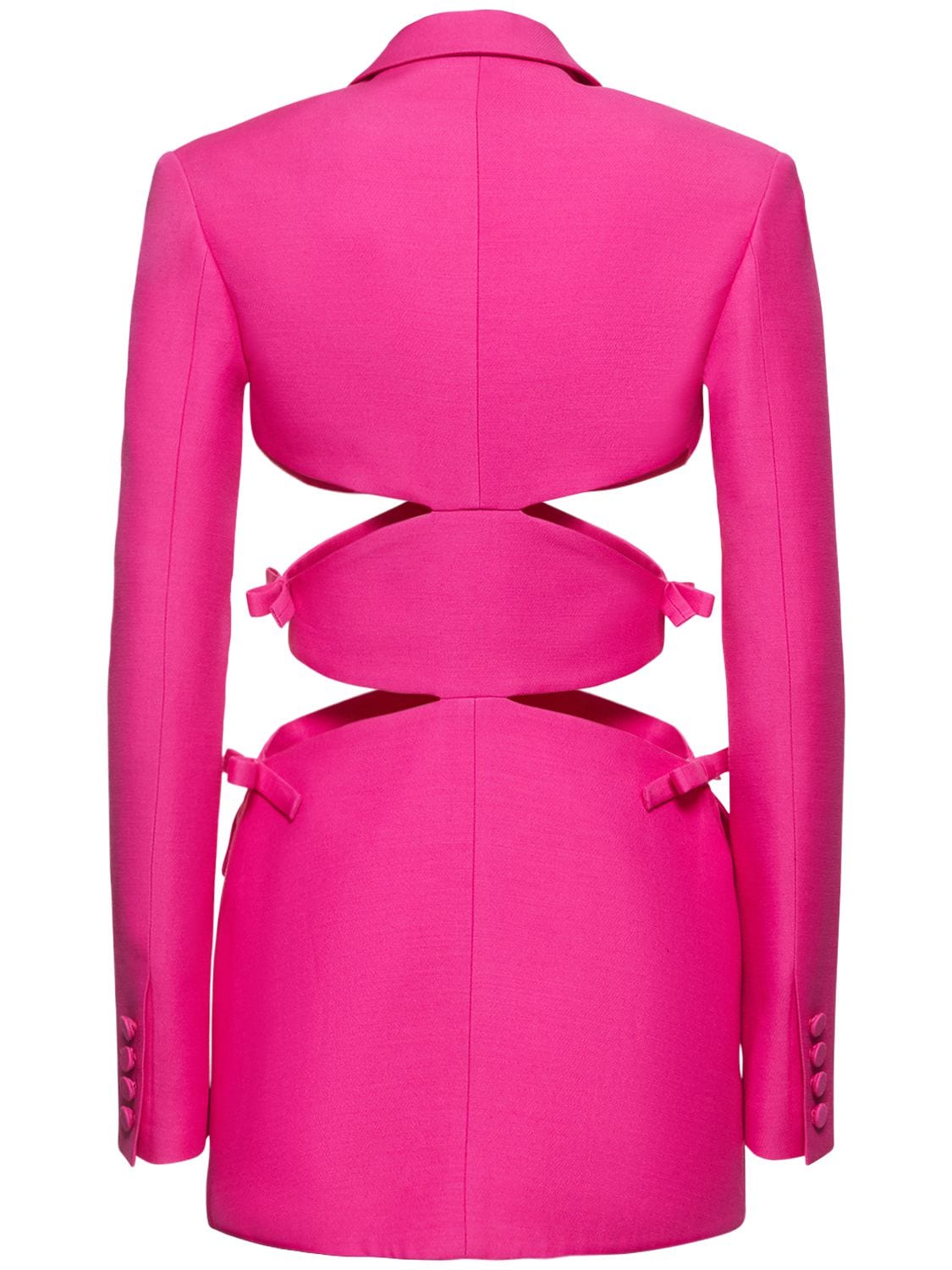 Shop Valentino Wool & Silk Crepe Bow Sides Mini Dress In Pink