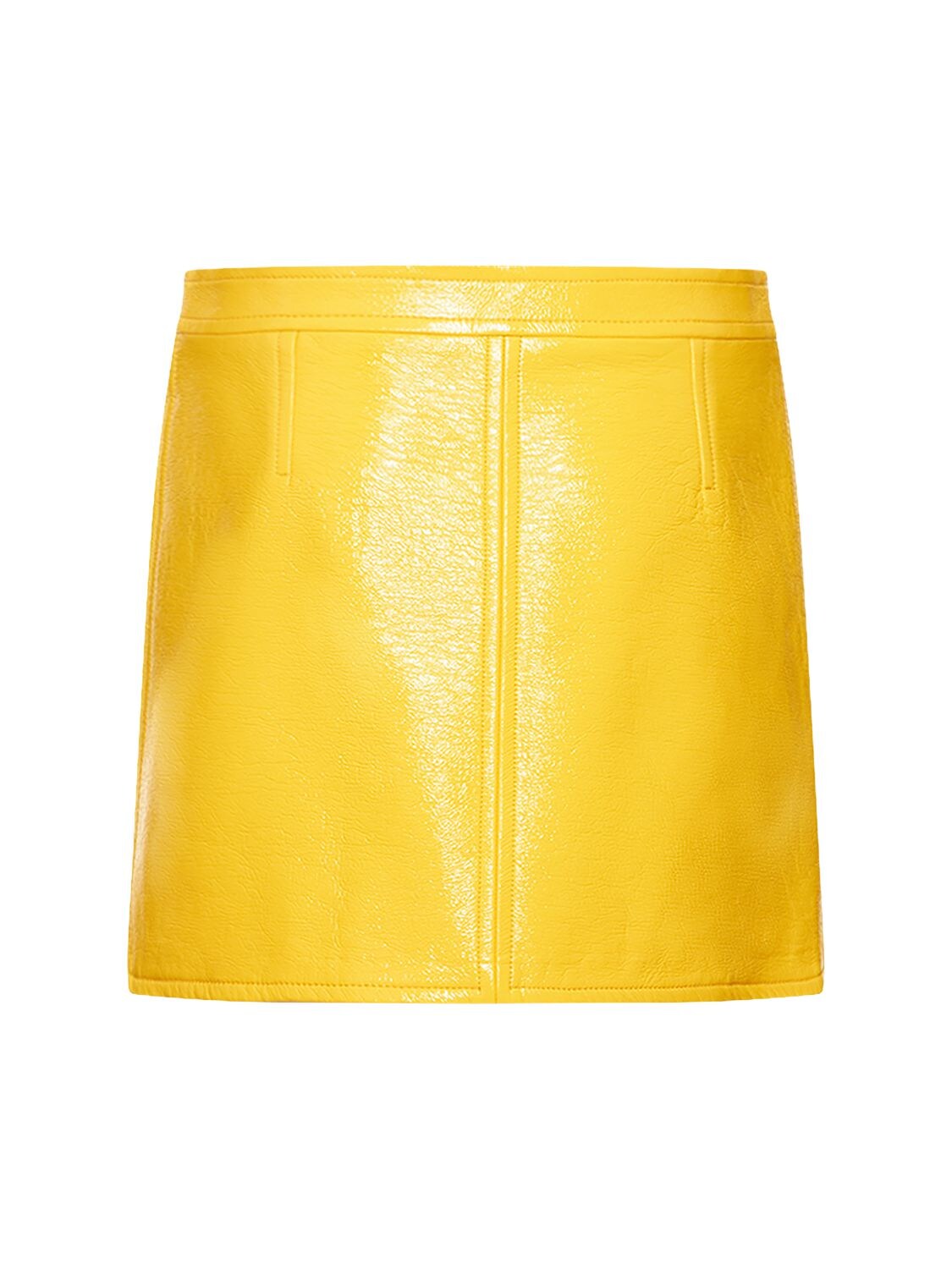 Shop Courrèges Vinyl Mini Skirt In Yellow