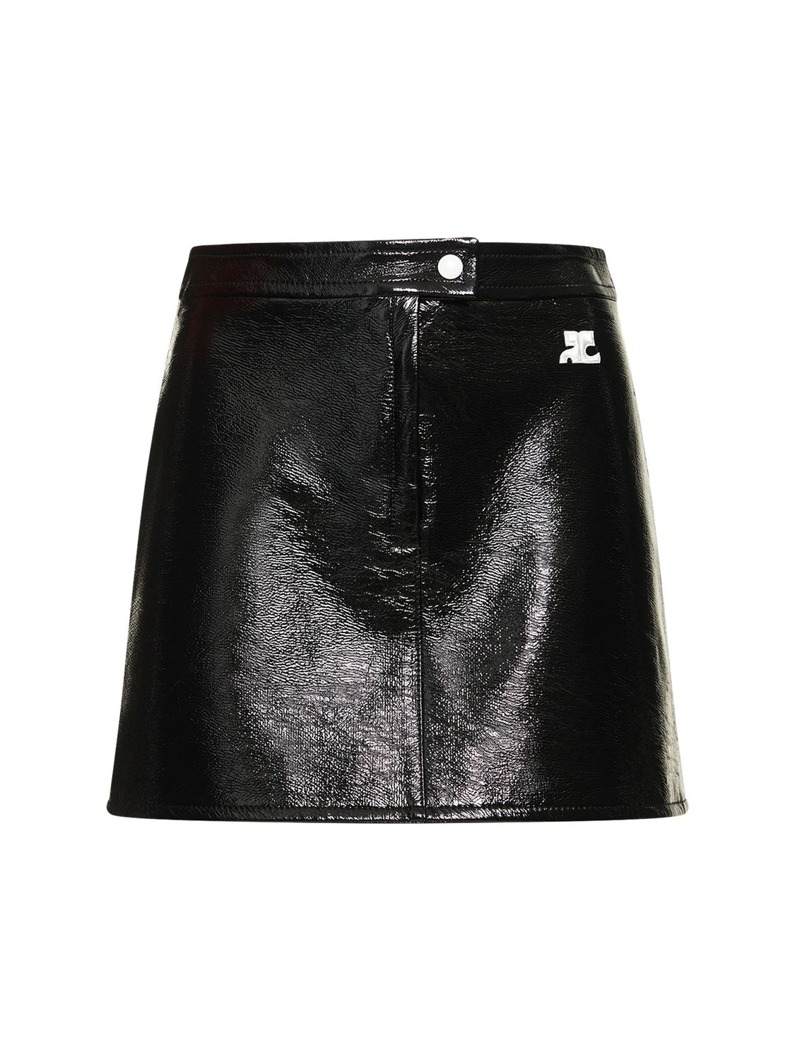 Shop Courrèges Vinyl Mini Skirt In Black