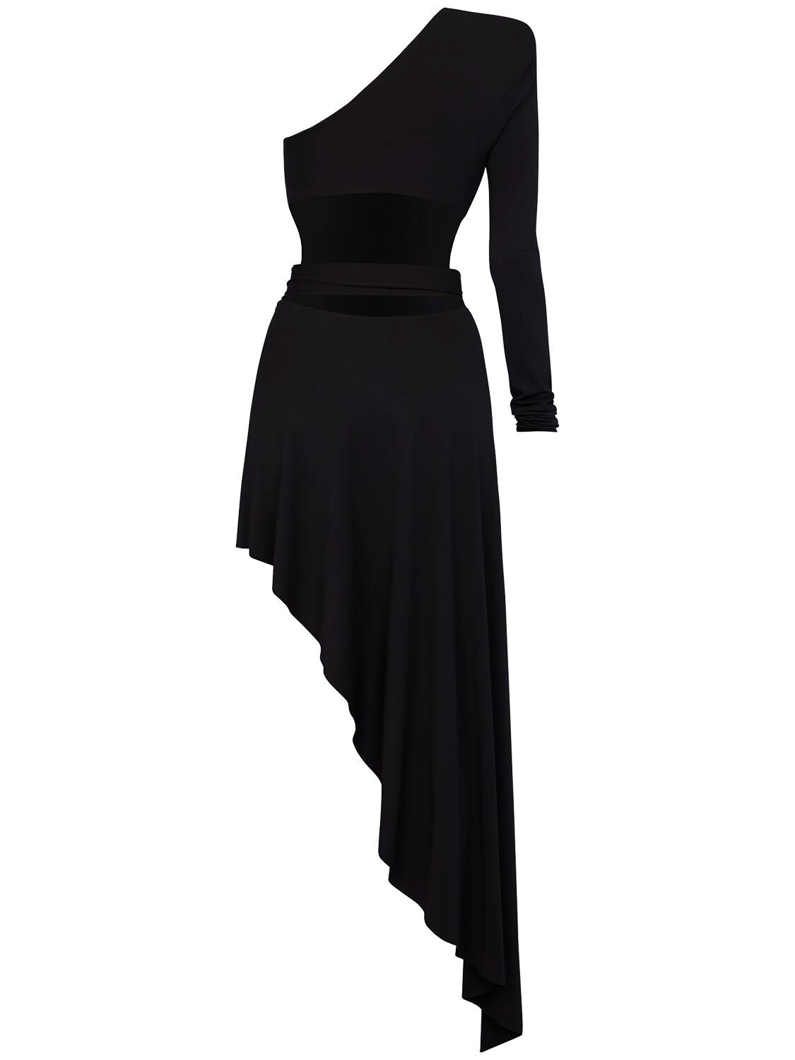 Shop Alexandre Vauthier Draped One Shoulder Midi Dress In Black