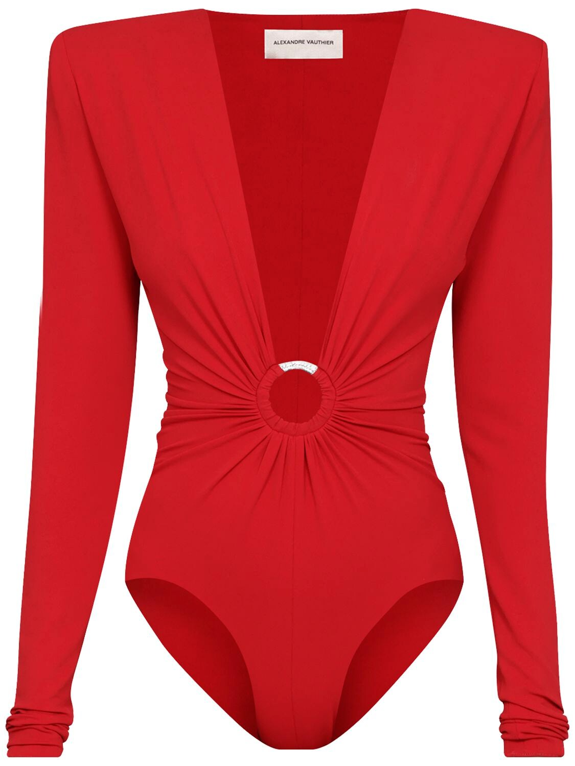 Alexandre Vauthier Padded-shoulder Ring-embellished Body In Red