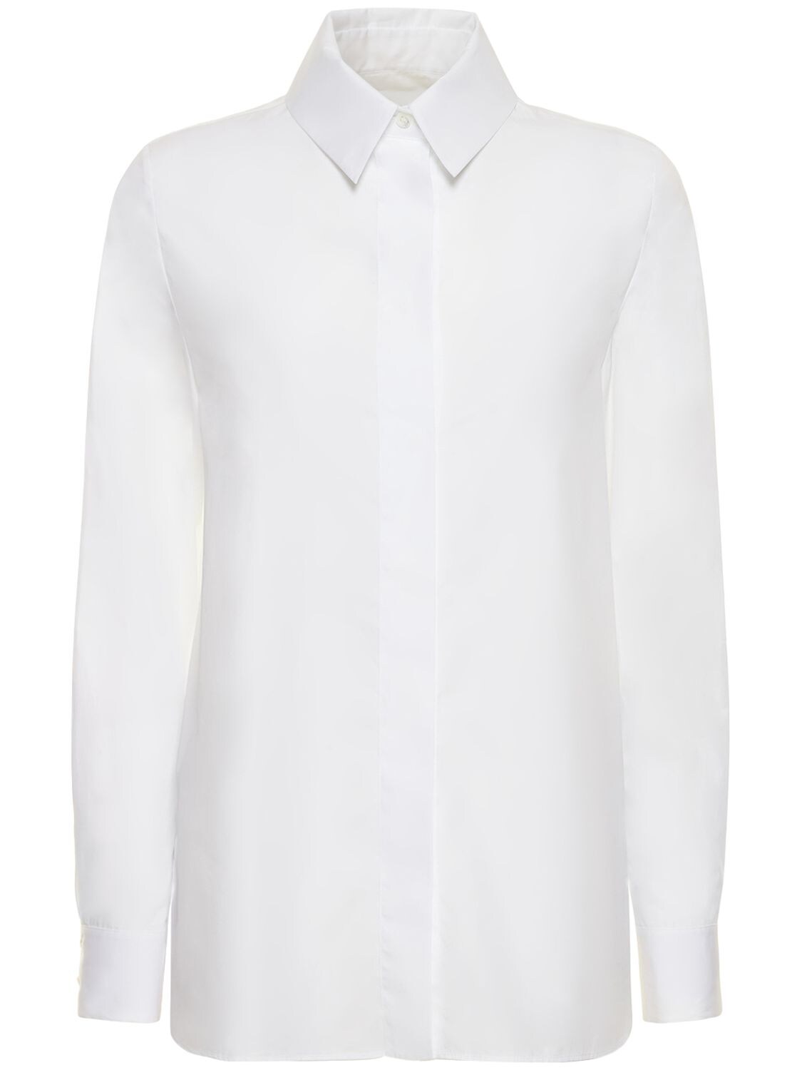 Cotton Poplin Shirt W/ Tuxedo Collar – WOMEN > CLOTHING > SHIRTS