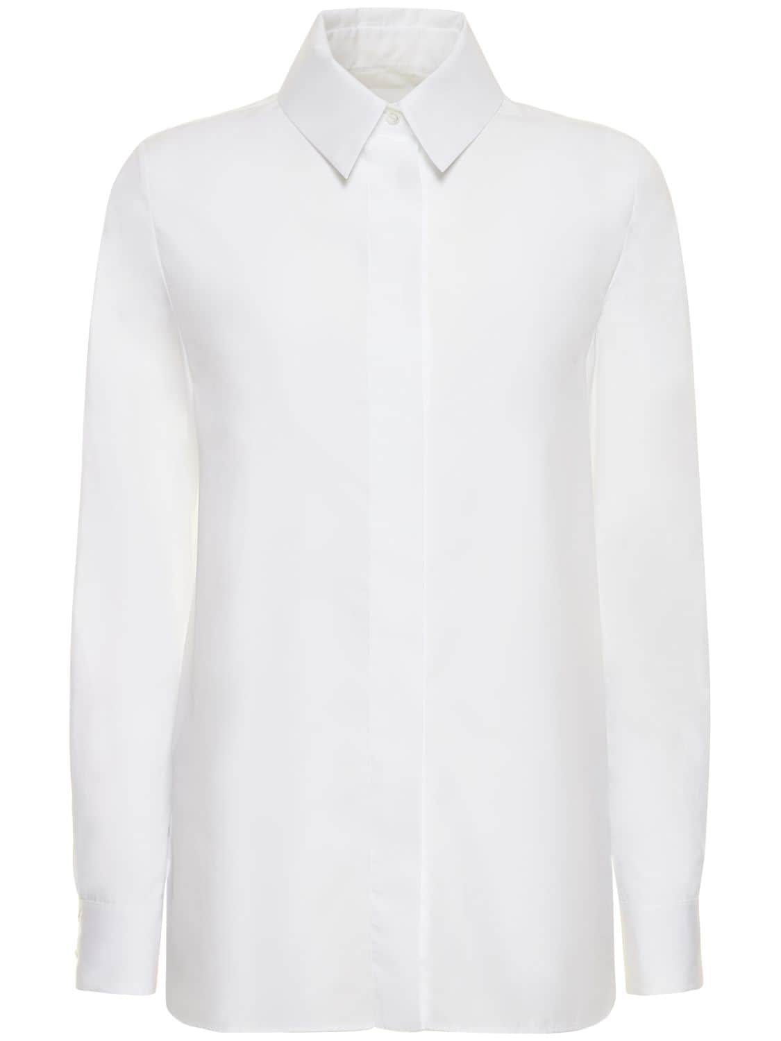 Cotton Poplin Shirt W/ Tuxedo Collar – WOMEN > CLOTHING > SHIRTS