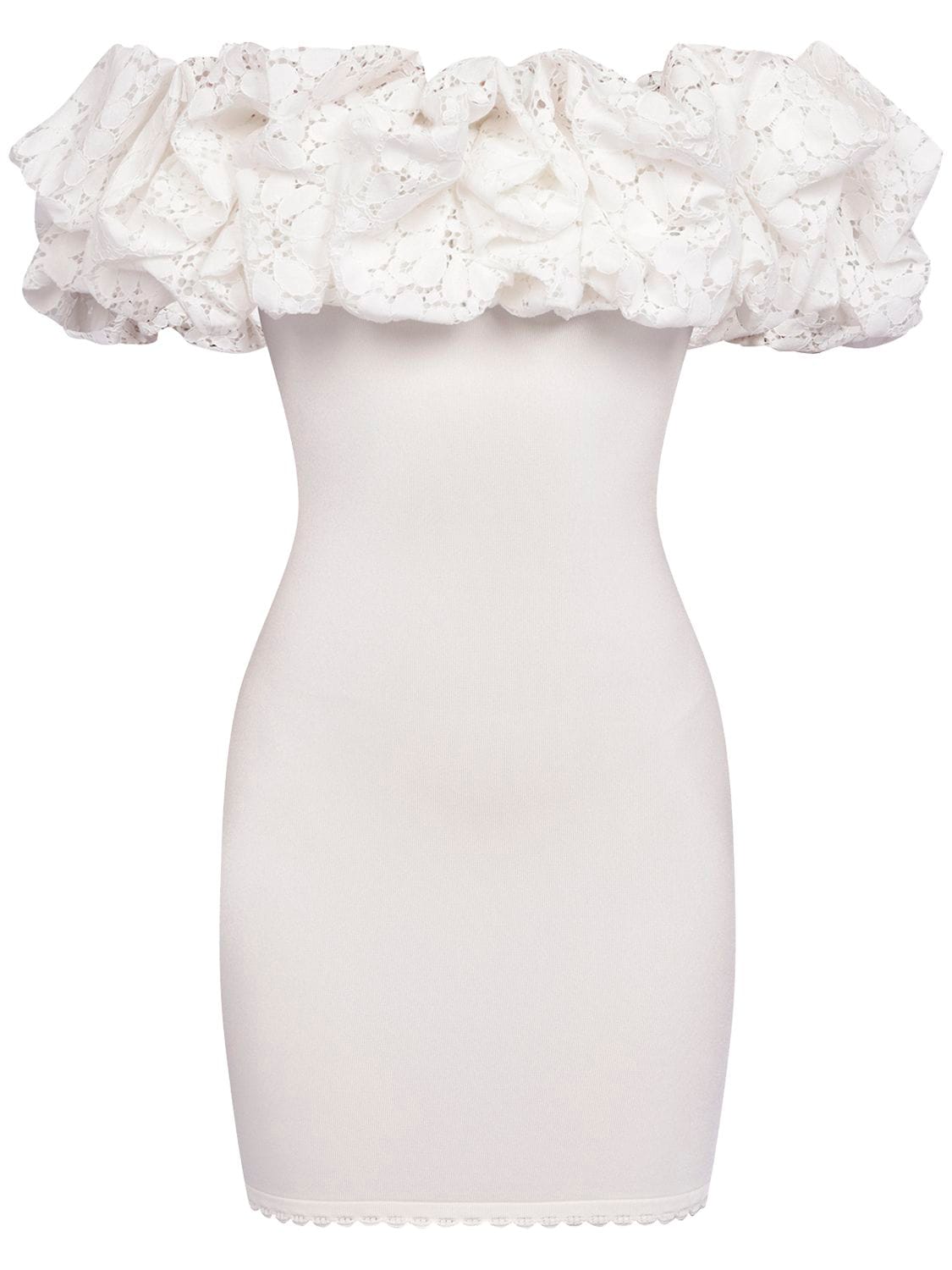 Sangallo Knit Ruffle Mini Dress