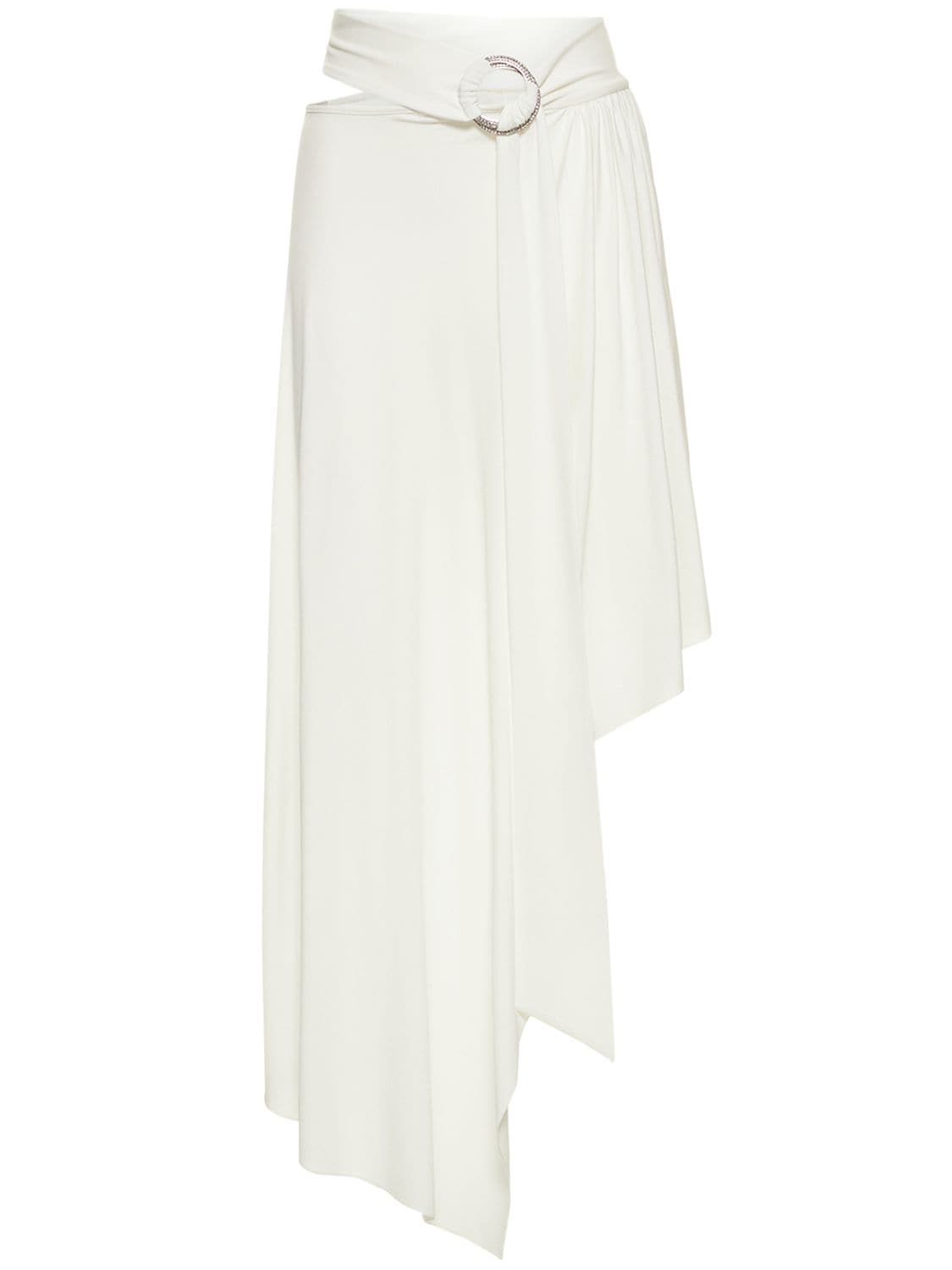 Asymmetric Belted Jersey Midi Skirt – WOMEN > CLOTHING > SKIRTS