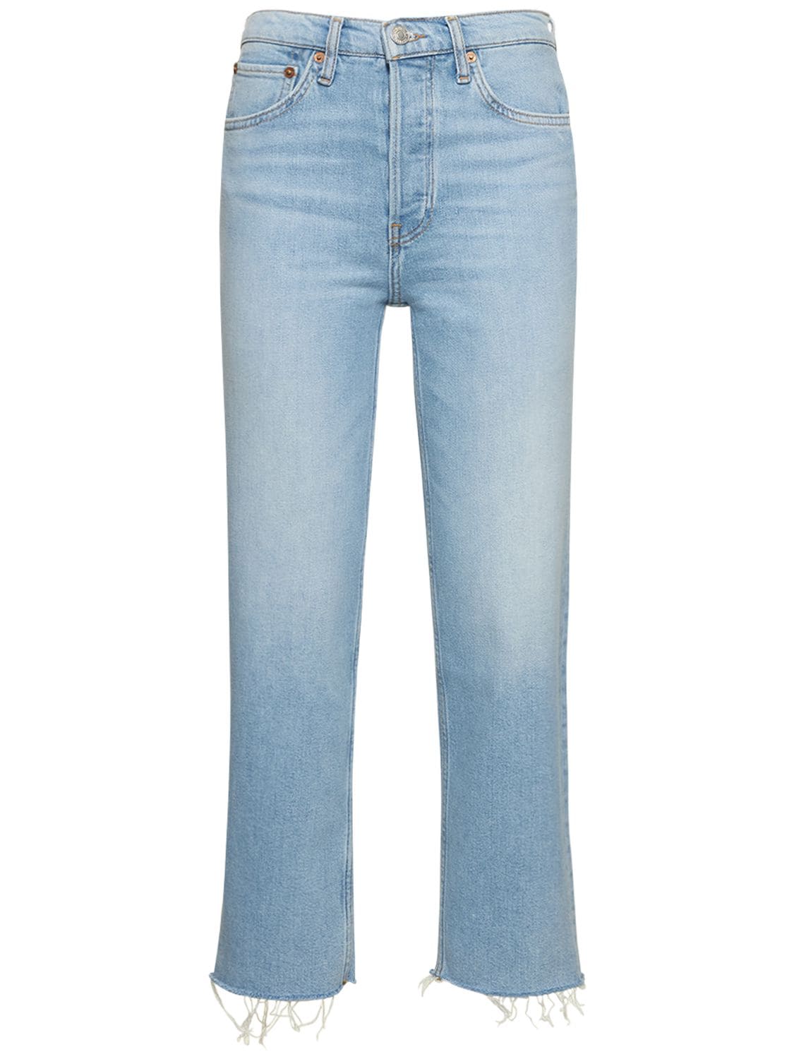Re/done 70s Stove Pipe High-rise Straight Jeans In Light Blue