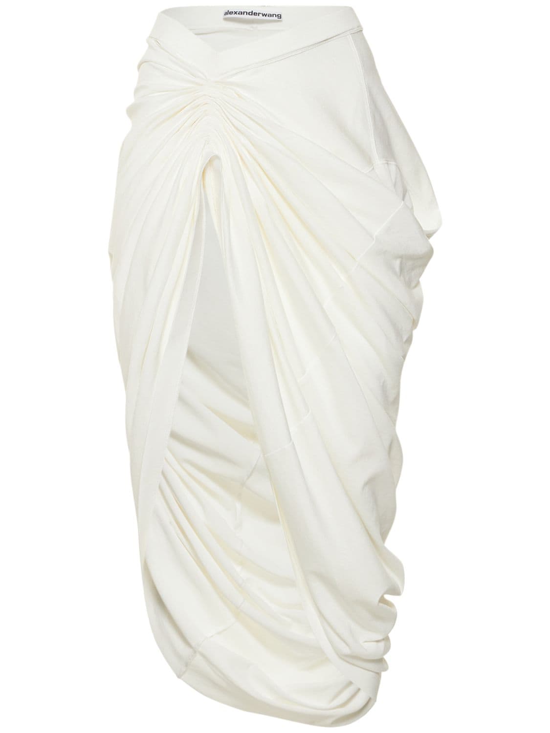 ALEXANDER WANG Asymmetrical Draped Cotton Midi Skirt