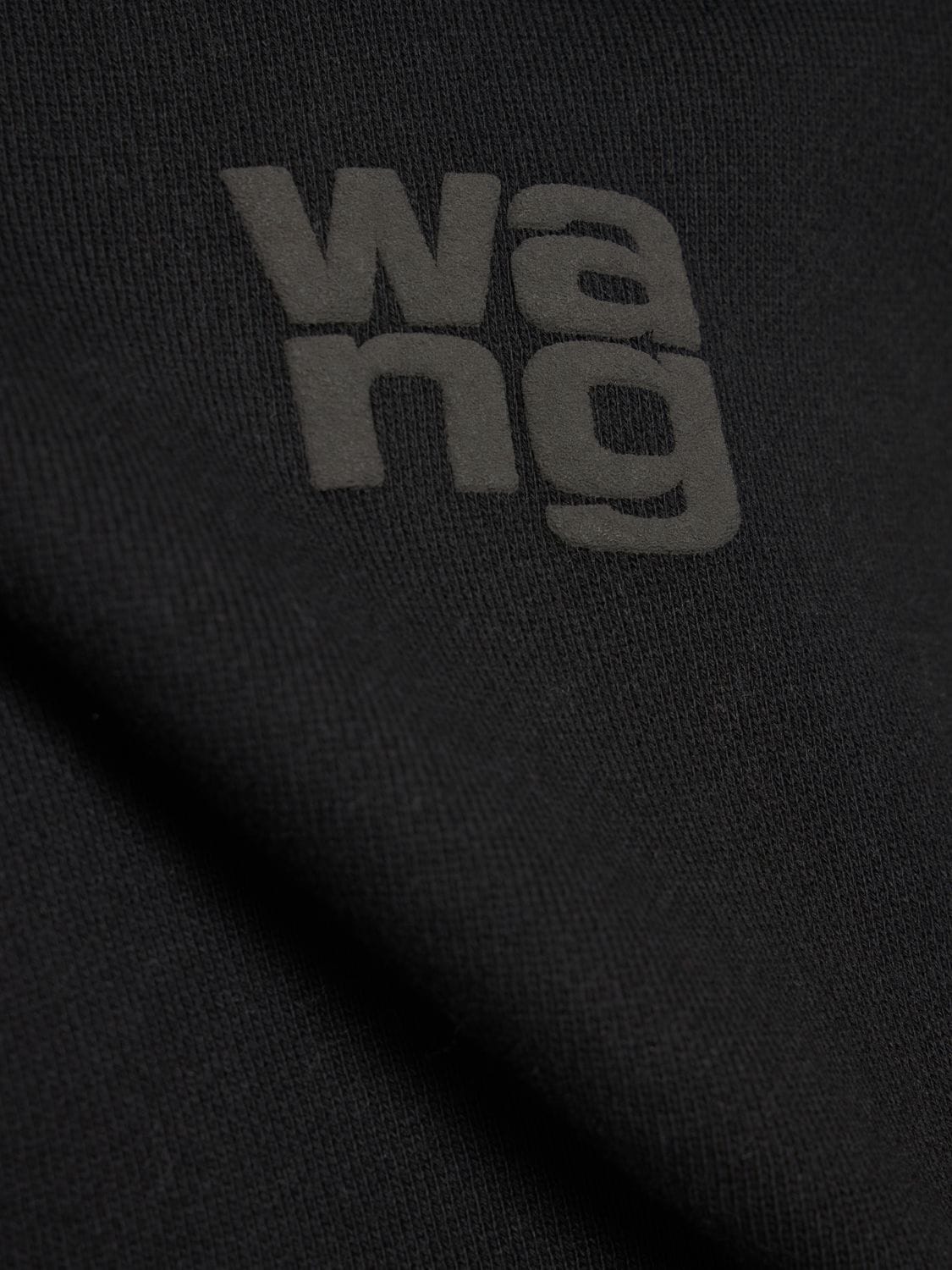 Shop Alexander Wang Essential Terry Cotton Hoodie W/ Logo In Black