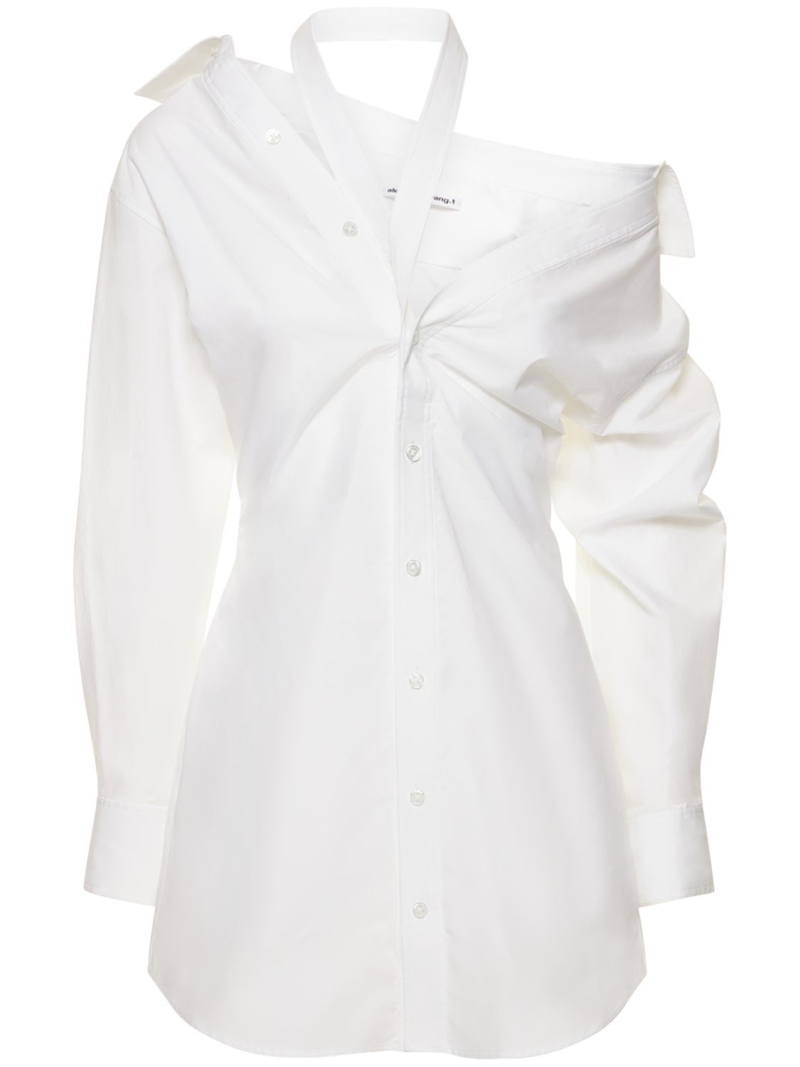 Alexander Wang Off-the-shoulder Fitted Mini Shirt Dress In White | ModeSens