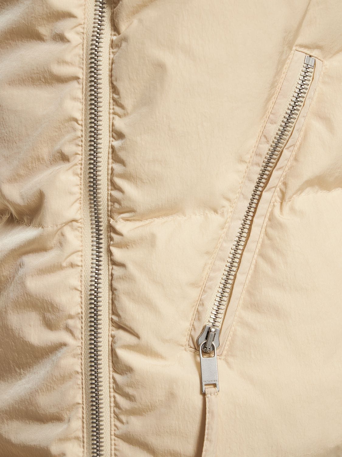 Shop Jil Sander Tech Quilted Down Vest W/ Hood In Off White