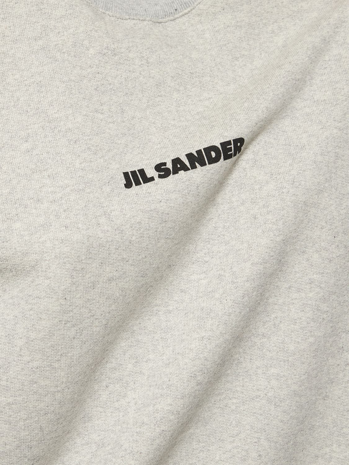 Shop Jil Sander Cotton Jersey Sweatshirt W/ Printed Logo In Grey
