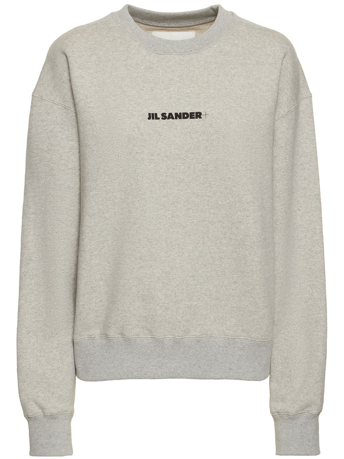 JIL SANDER COTTON JERSEY SWEATSHIRT W/ PRINTED LOGO 
