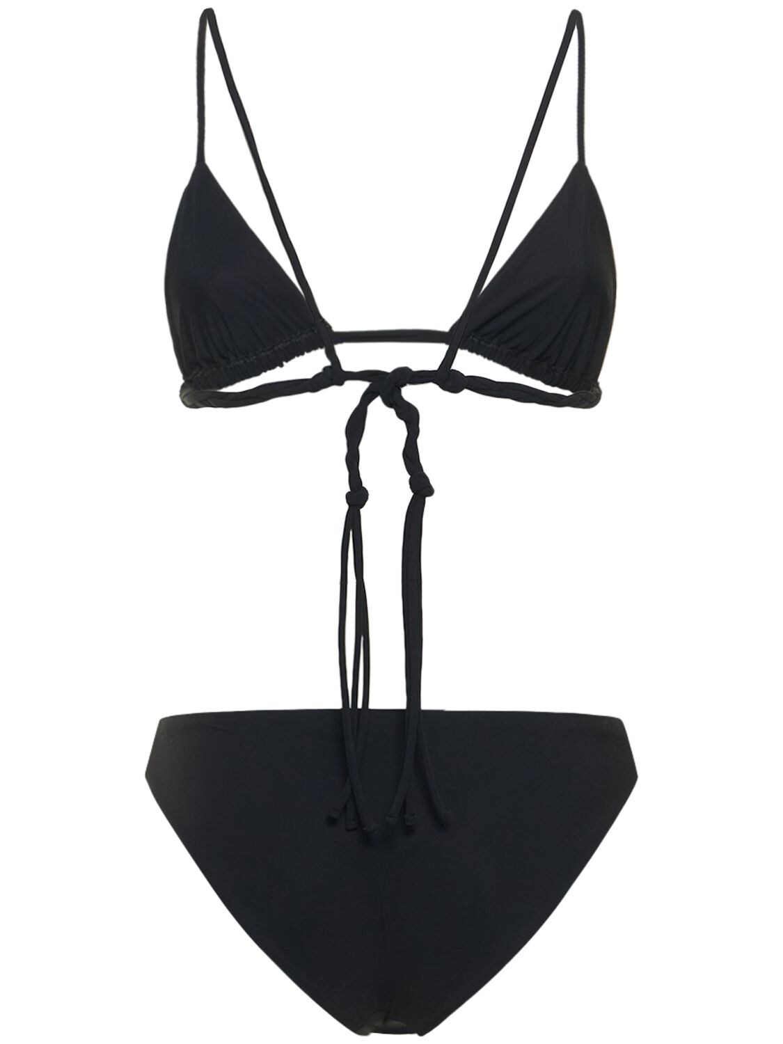 Shop Jil Sander Jersey Logo Twisted Triangle Bikini Set In Black
