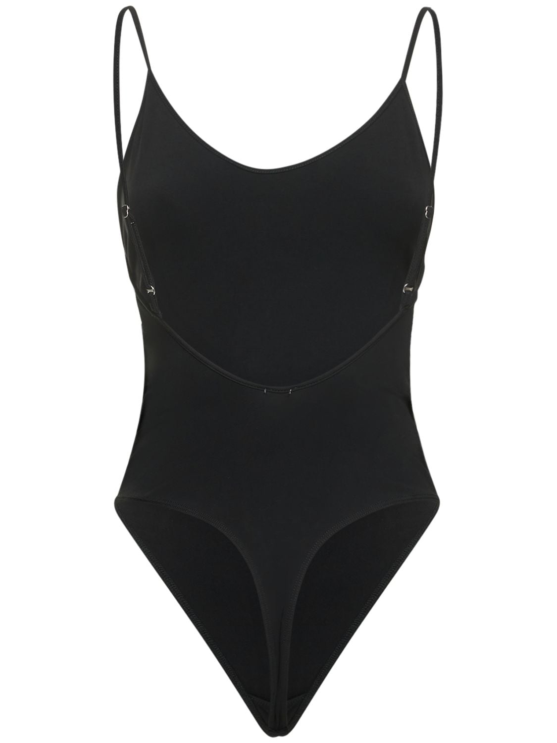 Re/done Open-back Stretch-cotton Jersey Thong Bodysuit In Black