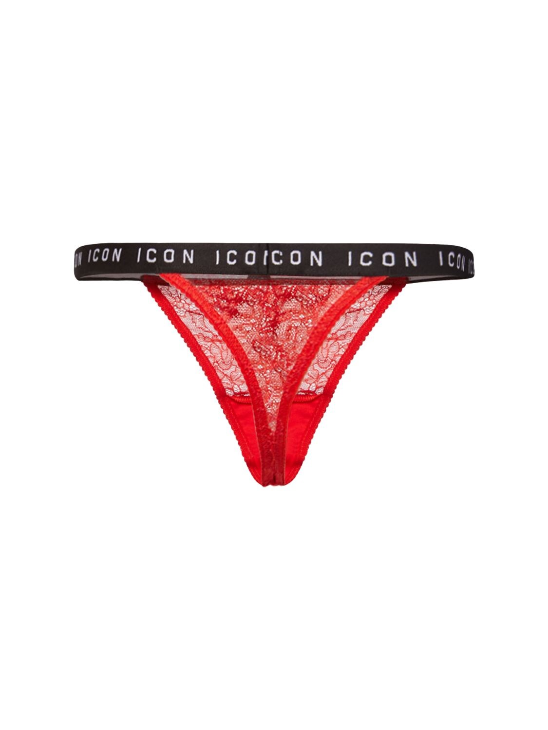 Shop Dsquared2 Icon Tape Lace Thong In Red