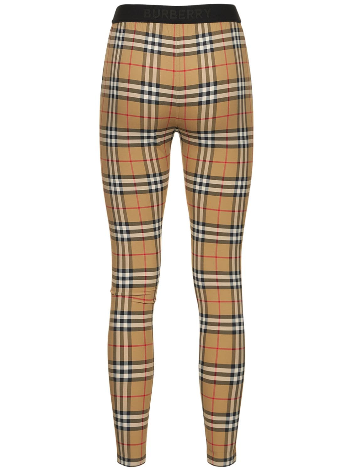 Shop Burberry High Waist Check Printed Leggings In Multicolor