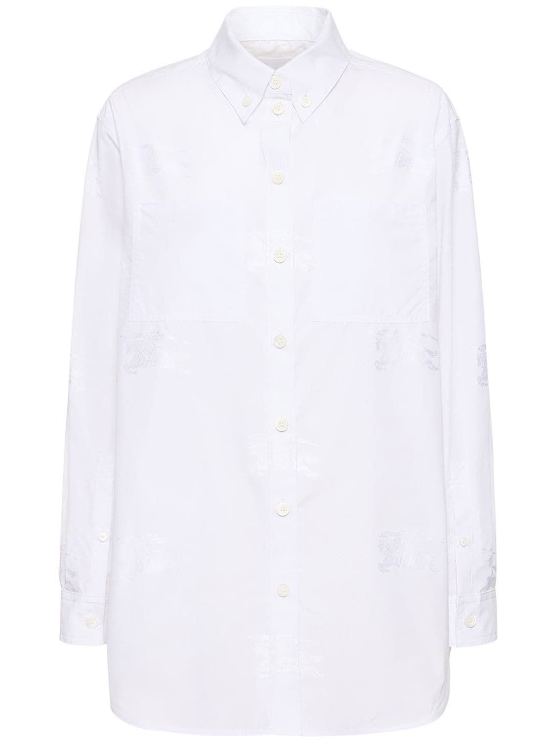 Burberry Ivanna Logo Jacquard Cotton Blend Shirt In White