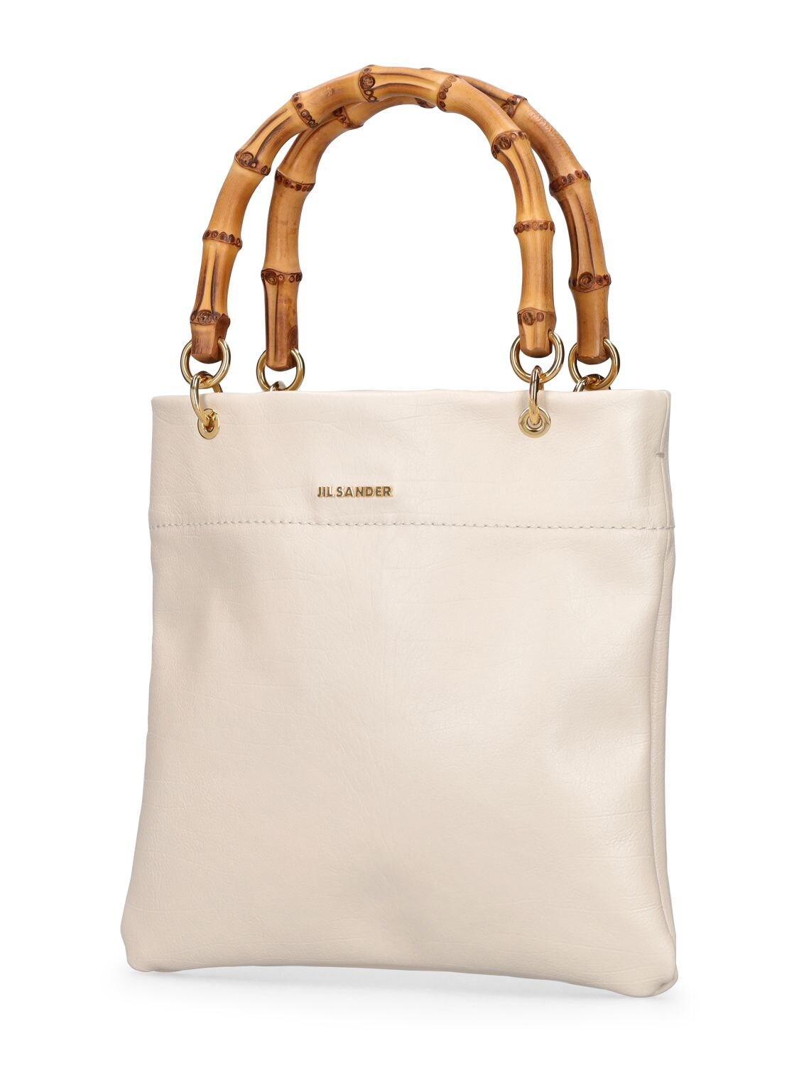 Shop Jil Sander Small Smooth Leather Tote Bag In Chalk