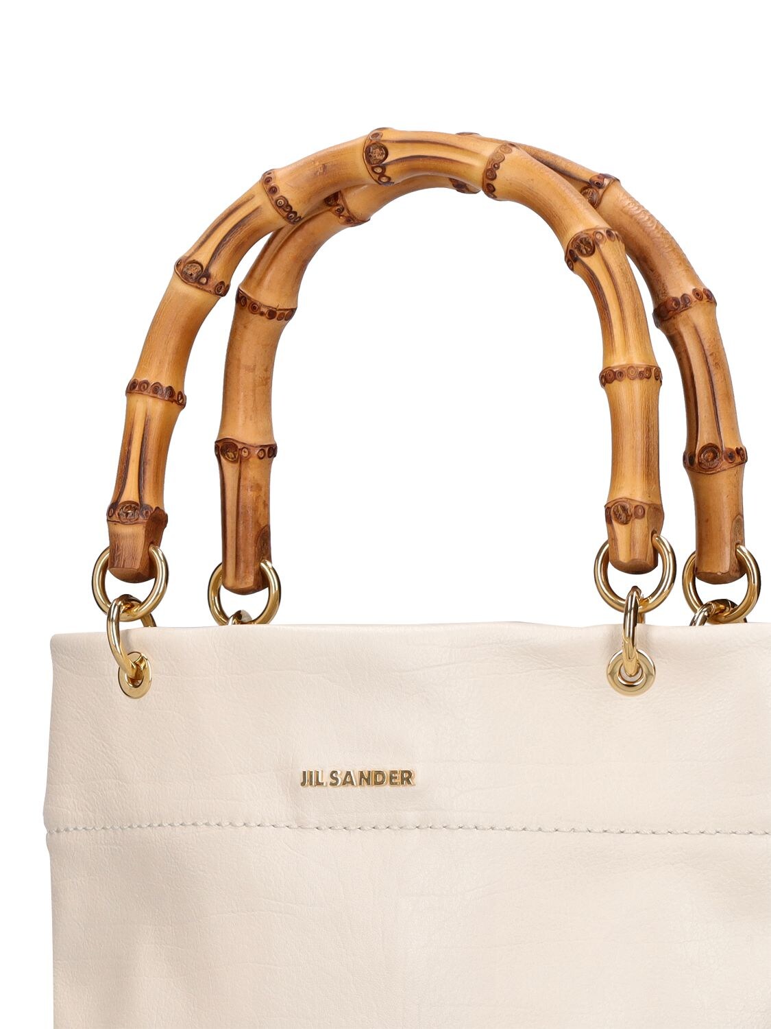 Shop Jil Sander Small Smooth Leather Tote Bag In Chalk