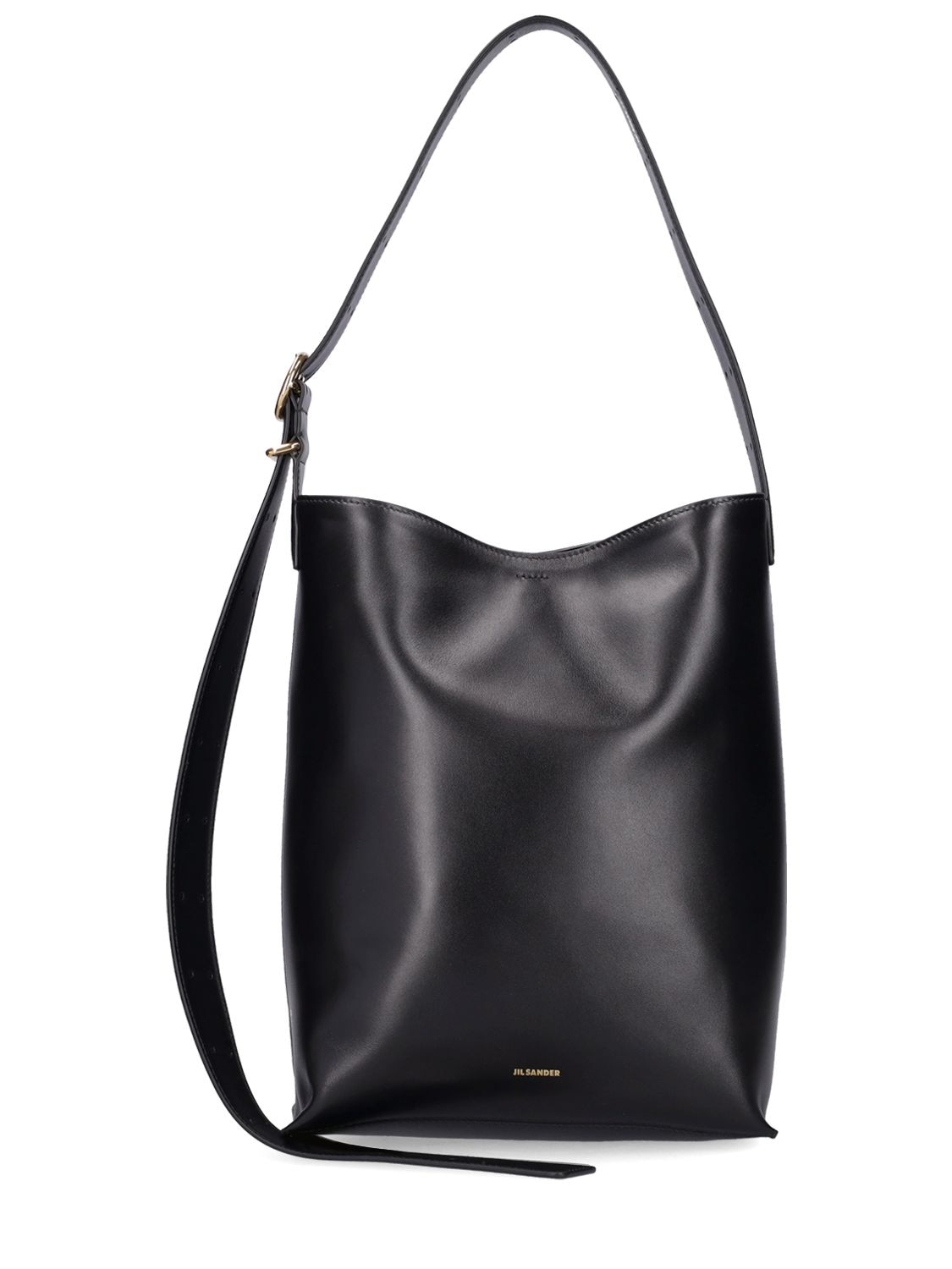 Jil Sander Cannolo Leather Tote Bag In Black
