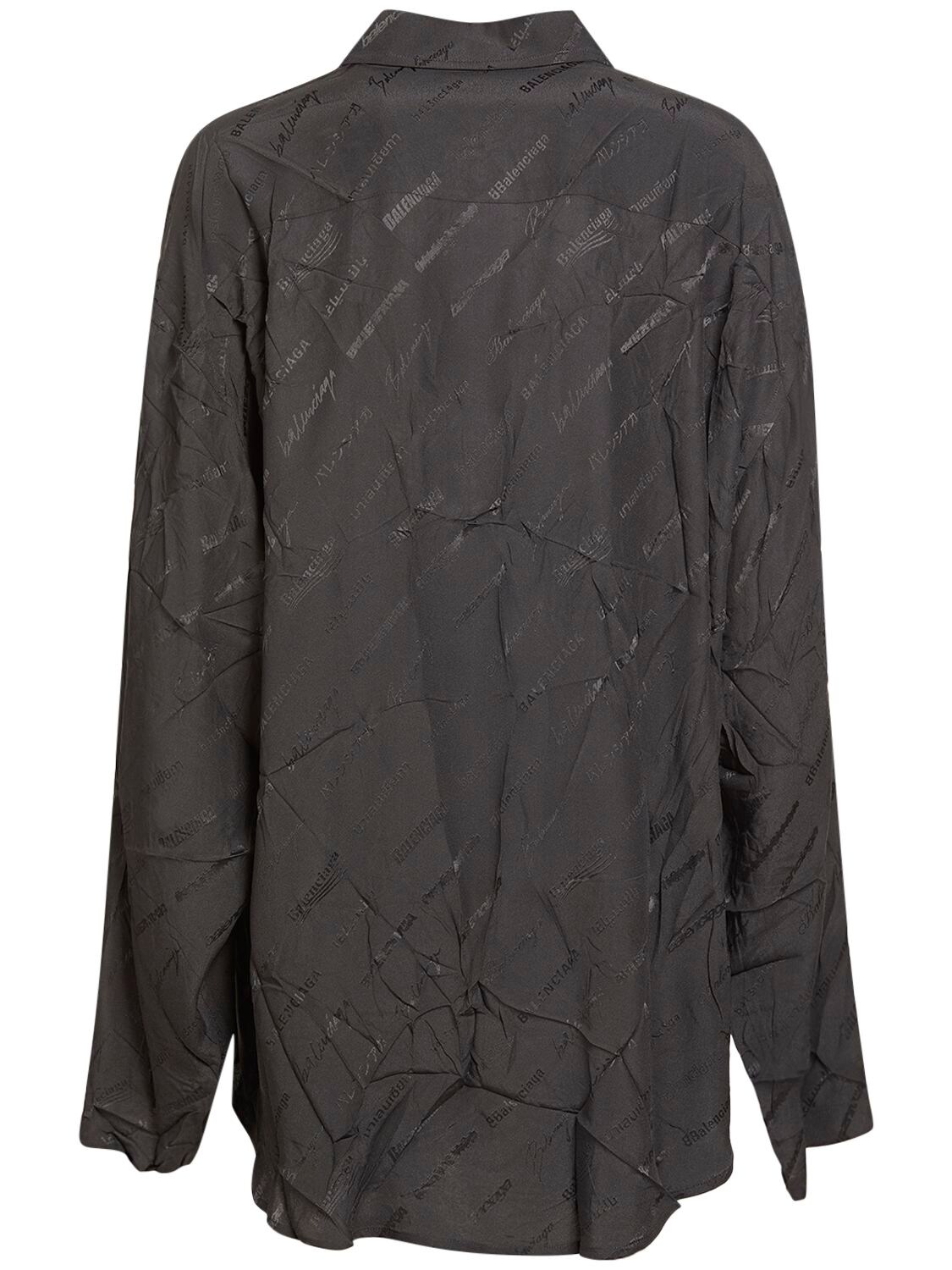 Shop Balenciaga Logomania Jacquard Shirt In Black