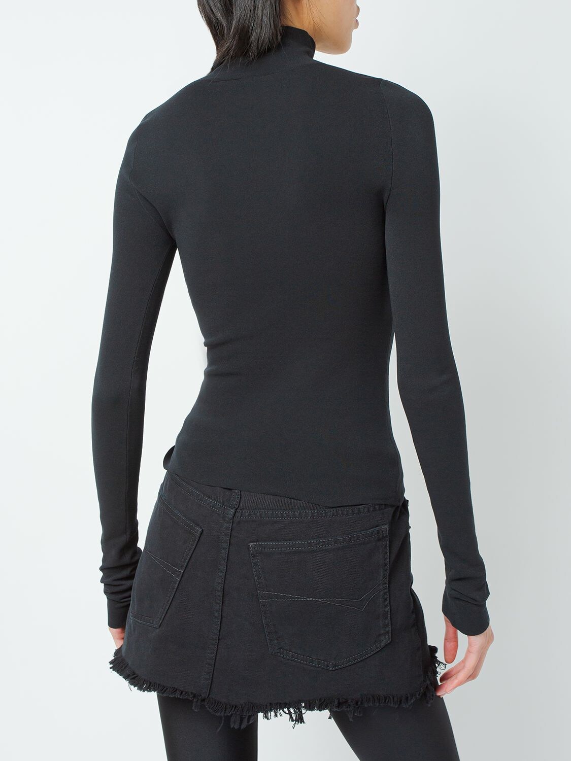Shop Balenciaga Second Skin Stretch Tech Sweater In Black