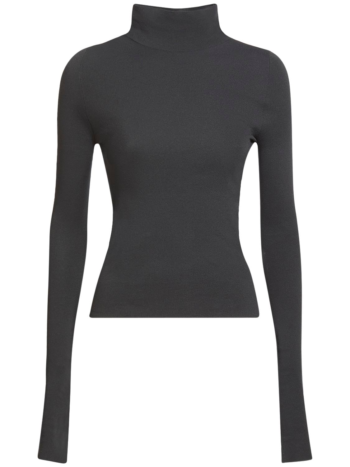 Balenciaga Second Skin Stretch Tech Sweater In Black